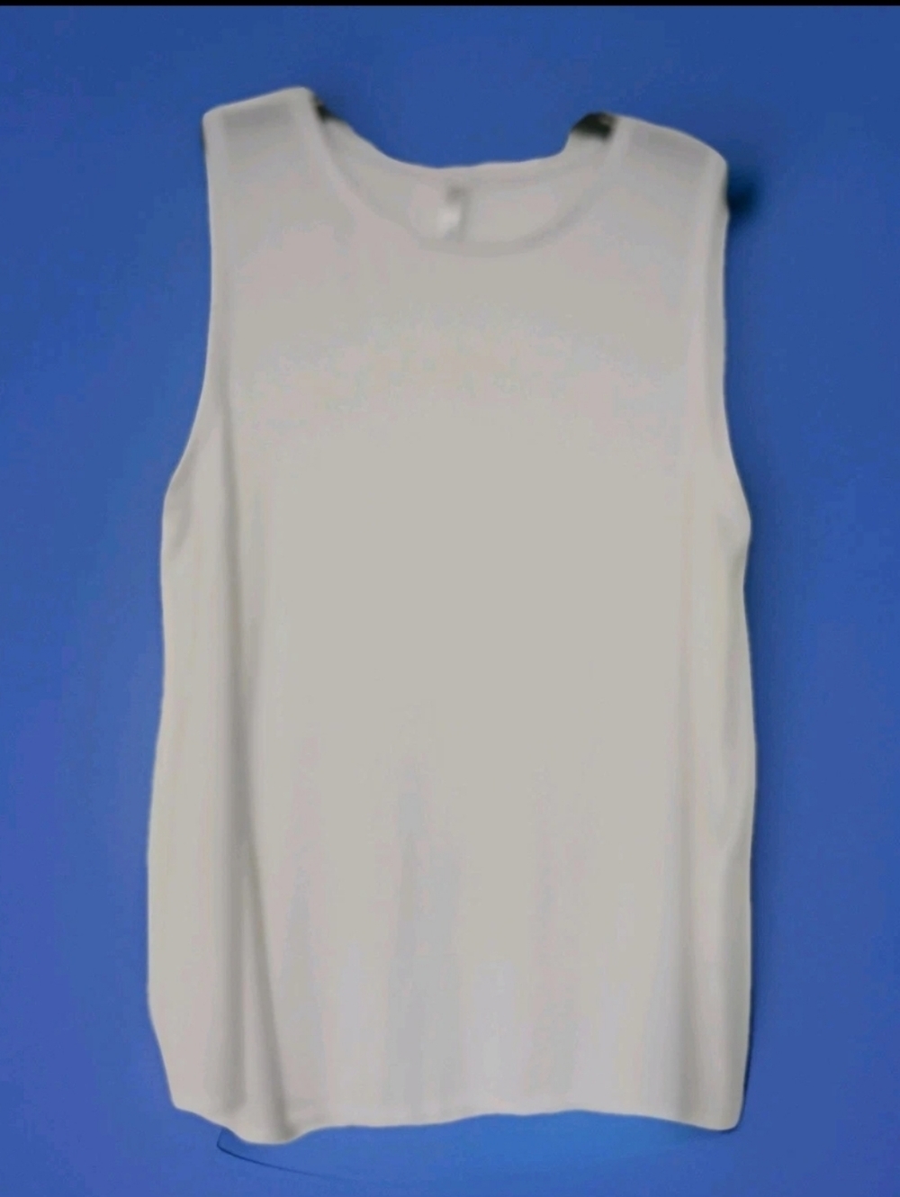 Fabletics Size L White Sleeveless Top Viscoise Blend Round Neck Split Sides